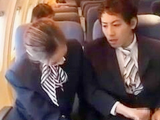 Wet and Wild Tussle with Nippon Flight Attendant in Threesome Fun